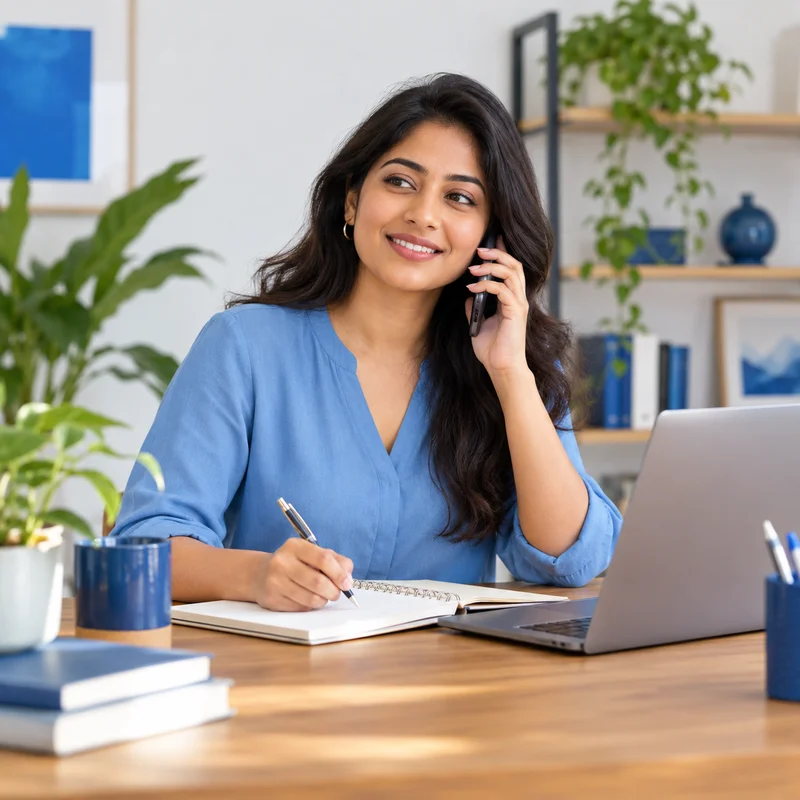 Business consultant taking notes during a customer phone call